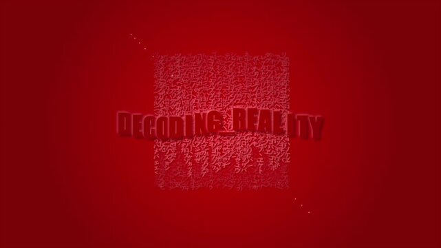 Kinetic Text Animation Showing Decoding Reality Typography on Red Background