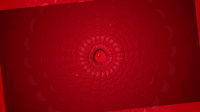 Red abstract geometric background with rotating concentric circles pattern