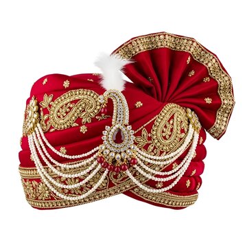 Traditional Indian Wedding Red Turban Safa
