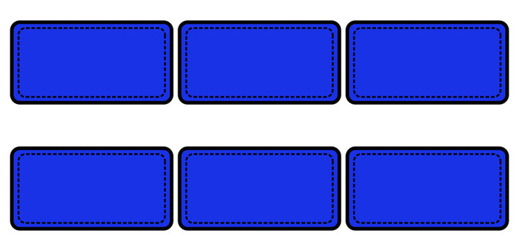 Royal Blue Rounded Rectangle Label Frames with Dashed Border Outline, Blank Sale Tag Set Isolated on Transparent Background