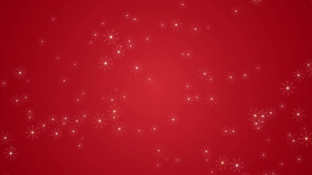 Falling White Snowflakes Over a Solid Deep Red Background