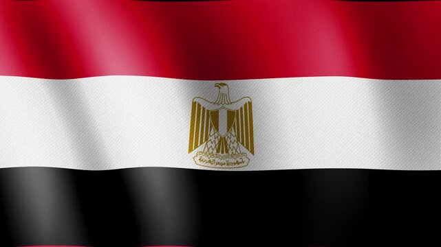 Egypt flag waving, close-up of Egypt national flag, animated flag 4k video background