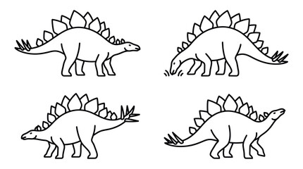 Stegosaurus dinosaur sketches for educational coloring pages. © rodin