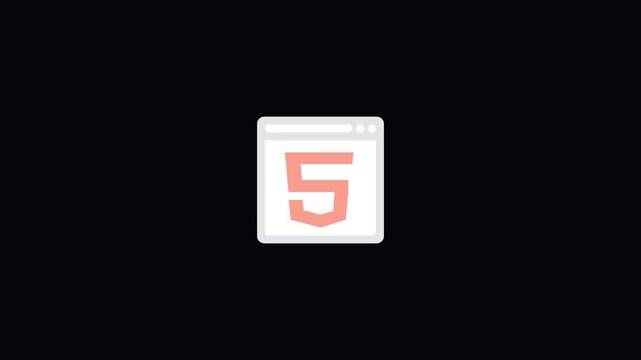 Animated Browser Window Icon with HTML5 Shield Logo and Mouse Click for Web Development and Coding