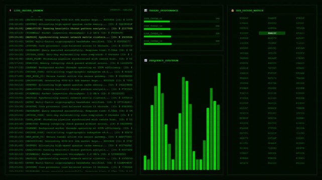 Live Secure Daemon System Monitor Hex Decode Matrix Animation Cyber Security Loop Background.