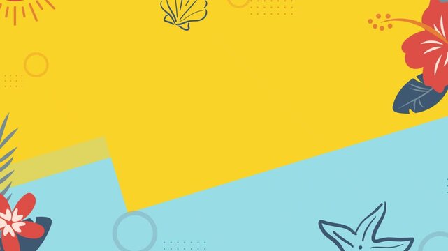 Colorful Tropical Beach Frame Background for Presentation