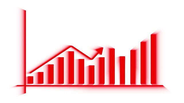 3D Financial Growth Bar Chart Animation with Rising Trend Arrow for Business Success, Stock Market Trading Analytics, Financial Profit Increase, Corporate Data Analysis, and Investment Concept