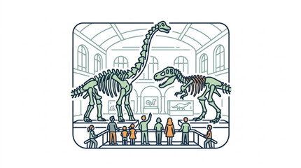 Dinosaur Skeletons Displayed in Museum Exhibit Hall. © apih