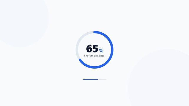 Circular system loading progress bar animation from zero to one hundred percent.