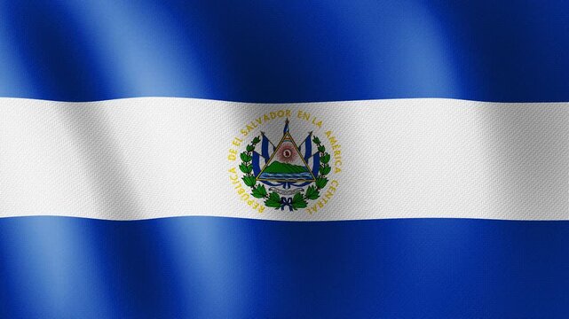 El Salvador flag waving, close-up of El Salvador national flag, animated flag 4k video background