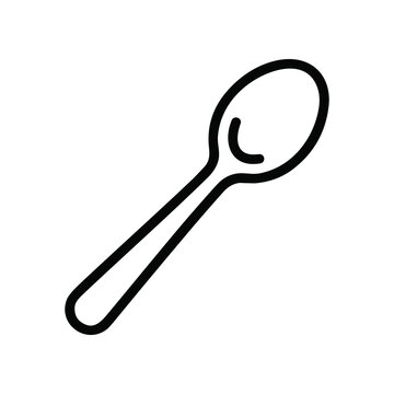 Simple Spoon Icon Outline Vector Illustration Isolated on White Background