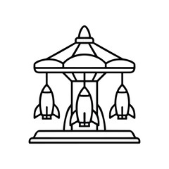 Rocket Carousel Icon - Amusement Park Ride, Space Adventure Theme