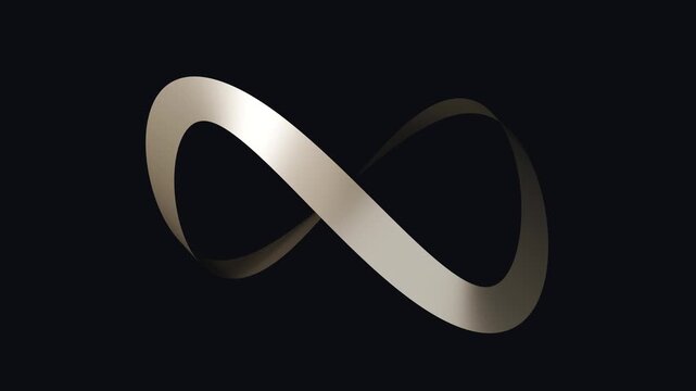Luxury champagne gold satin metal ribbon Mobius strip infinity seamless loop 4K background
