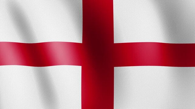 England flag waving, close-up of England national flag, animated flag 4k video background