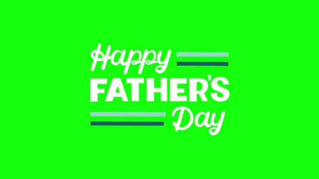 Bold white text "Happy FATHER'S Day" with elegant cursive "Happy" and "Day" and strong uppercase "FATHER'S" gently bounces and sways with warm fatherly energy on a solid bright lime green background.