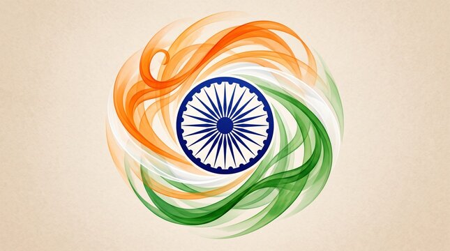 Tricolour Indian flag with Ashok wheel background illustration, 15th August Indian Happy Independence Day poster design