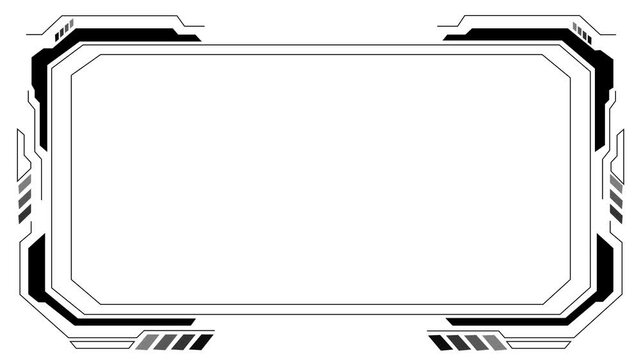 Glowing colored frame with moving lines on a transparent alpha channel background in a seamless loop. Decorative glowing neon frame , effect rectangle frame Loop background