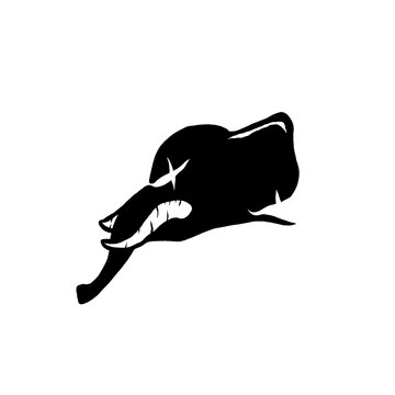  Stylized Black Elephant Head Logo with X Eye Street Art Vector