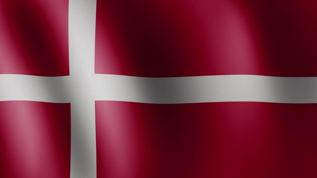 Denmark flag waving, close-up of Denmark national flag, animated flag 4k video background
