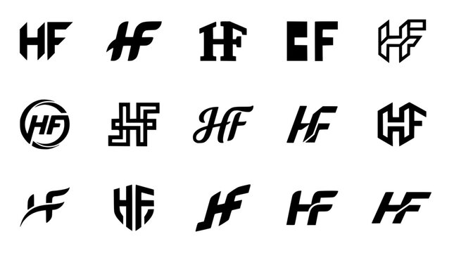 Creative HF Letter Logo Vector Collection with Minimal Monogram Branding Templates