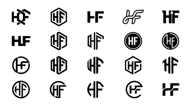 Abstract HF Letter Monogram Logo Vector Set for Corporate Business Branding