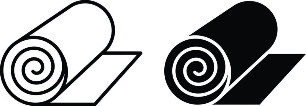 Rolled Material Fabric and Carpet Line and Glyph Vector Icon Set for Textile DesignRolled Material Fabric and Carpet Line and Glyph Vector Icon Set for Textile Design