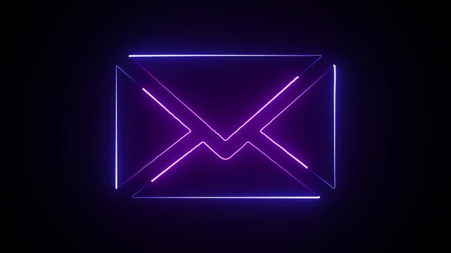 Glowing Neon Notification Icon, Symbol of Alerts and Updates, HD Video Motion Graphic Animation on Black Background
