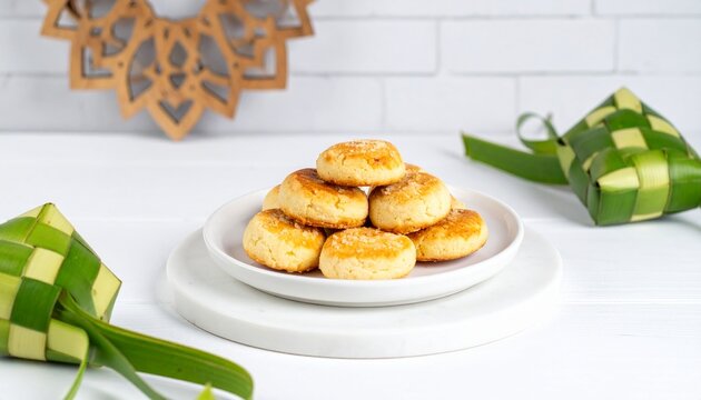 Traditional Indonesian Nastar Pineapple Cookies on Plate with Jar Display