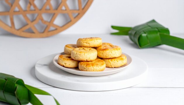 Traditional Indonesian Nastar Pineapple Cookies on Plate with Jar Display