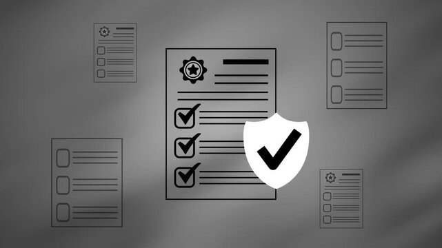 Businessman checking steps through document with a list of checkboxes ,regulation ,practices and policies ,Terms and conditions ,Examination of ethical rules ,Evaluate quality and efficiency