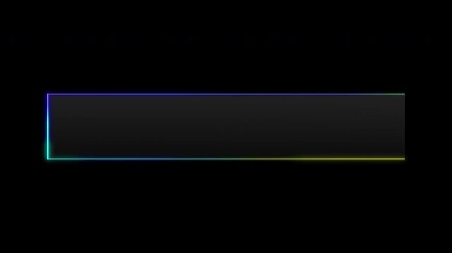 neon glowing glass UI search bar text box rectangle frame with colorful gradient lines