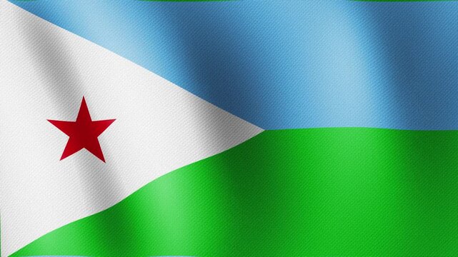 Djibouti flag waving, close-up of Djibouti national flag, animated flag 4k video background