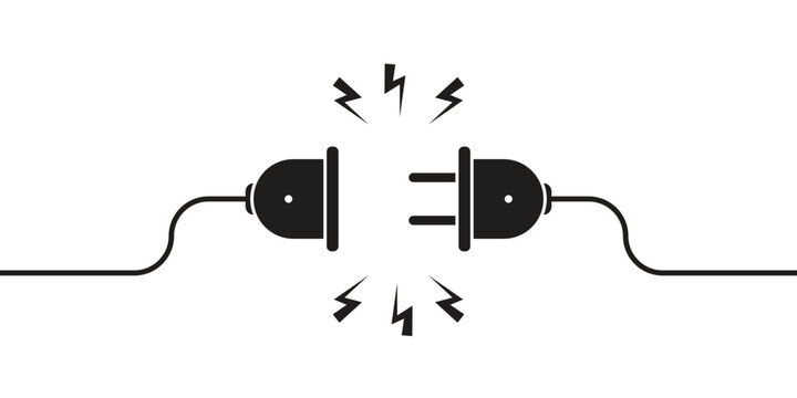 Disconnected electric power plug with cable isolated on white background vector illustration