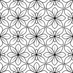 Fototapeta premium Geometric floral pattern with outlines on white background