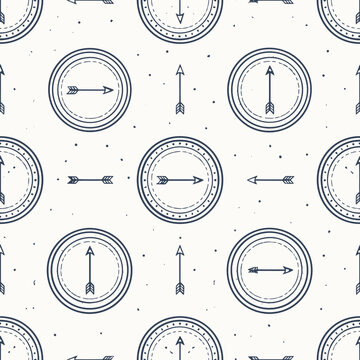 Minimalist arrows and circles seamless pattern