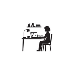 Fototapeta premium Woman working on a laptop at a desk in her home office
