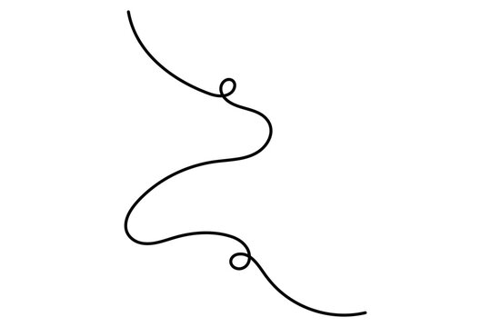 Abstract continuous one line art horizontal wavy looping stroke featuring a smooth flowing black line 