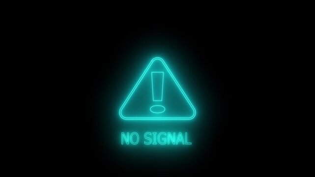 glowing neon Warning attention icon signal , alert , risk , safety, danger road warning sign animated .neon sign Warning alert icon isolated on black background
