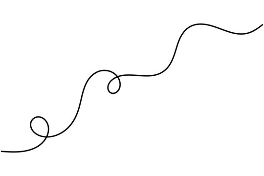Abstract wave one line art created with a single flowing black line forming graceful looping curves in a modern minimalist composition. Editable vector illustration.