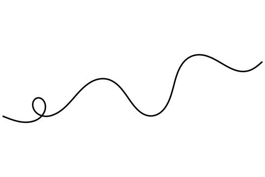 Abstract wave one line art created with a single flowing black line forming graceful looping curves in a modern minimalist composition. Editable vector illustration.