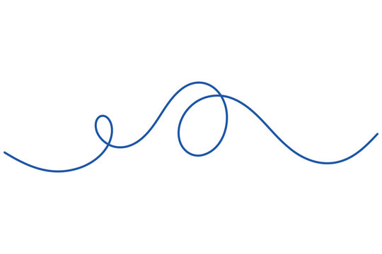 Abstract wave one line art depicting an elegant continuous black line with fluid curved loops in a clean minimalist style. Editable vector illustration on white.
