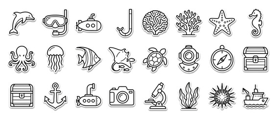 Set of Marine Life and Nautical Line Art Icons © Nurman Ali