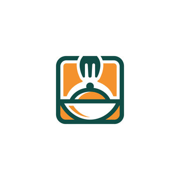 Modern minimalist food logo design for culinary business vector illustration