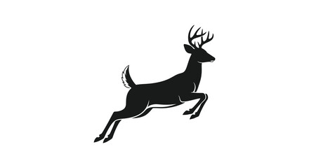 Fototapeta premium Leaping Deer Silhouette Against White Background Minimalist Wildlife Design