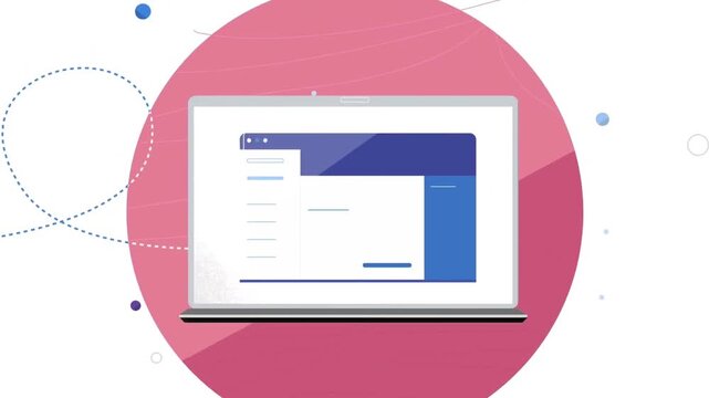 Animated Modern Laptop Displaying Web Page Dashboard Graphic For Software Demo, E-Learning, And Tech Product Ads