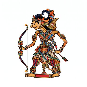 Wayang Kulit Puppet Contemporary Modern Flat Design Indonesian Culture Professional Digital Illustration