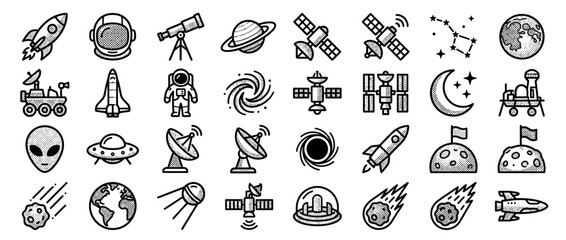Set of Space and Astronomy Icons in Doodle Style © Rizki Aldawiah