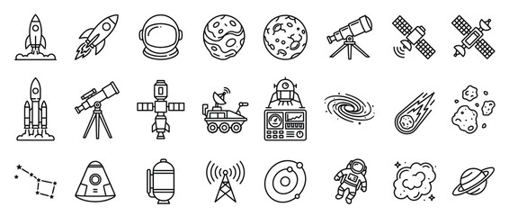 Set of Space and Astronomy Icons in Line Art Style © Rizki Aldawiah