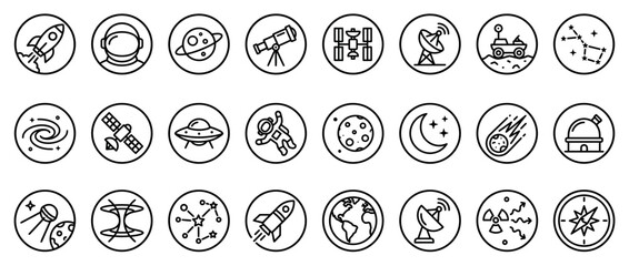 Set of Space and Astronomy Line Art Icons © Rizki Aldawiah