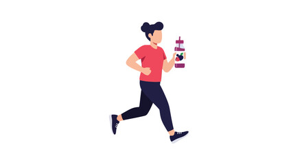 Active woman jogging with healthy berry smoothie bottle © yanto